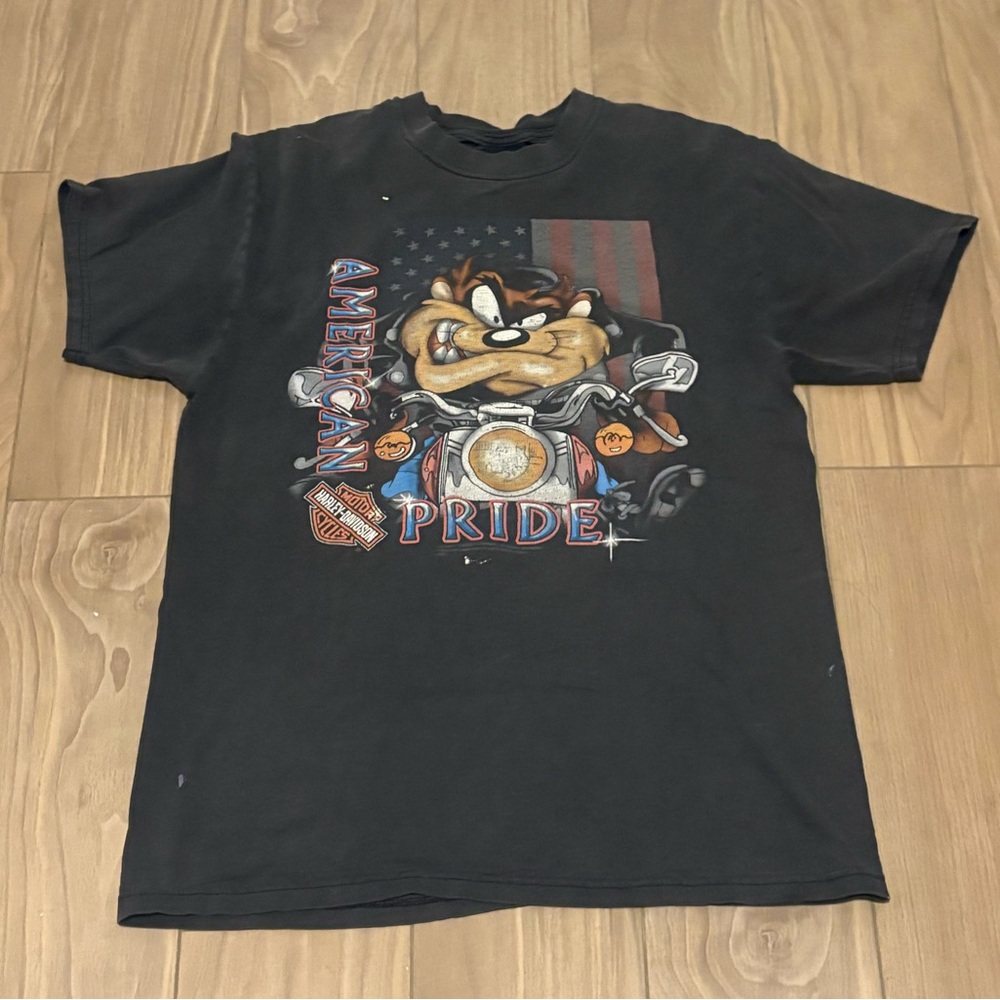 Vintage Harley-Davidson and Looney Tunes Tasmanian Devil T-Shirt